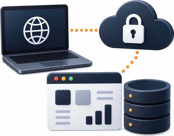 User connecting through a secure cloud to applications and data